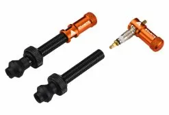 Granite Design Juicy Nipple Tubeless Valves 45 Mm With Valve Key Caps Orange